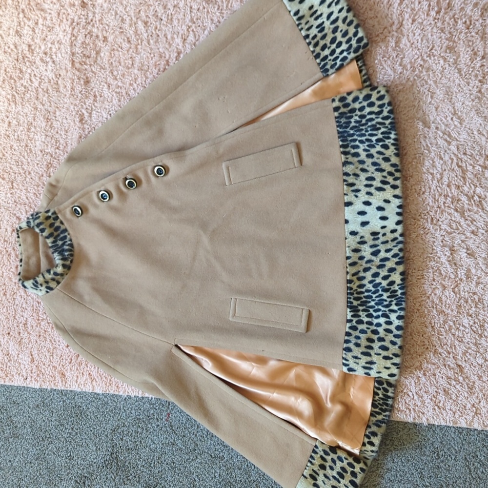 Fashion Filt Vintage Wool 1960's Animal Print Cheetah Fur Cape S/M